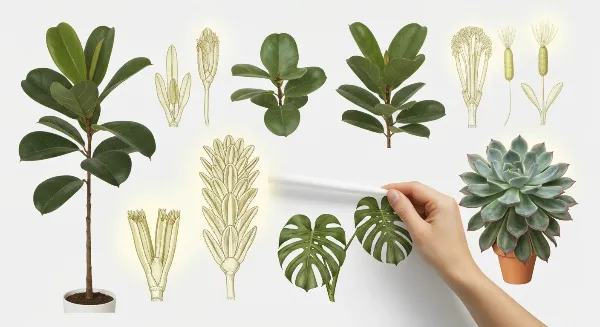 Plantes d'intérieur variées recevant une lumière naturelle filtrée par une fenêtre