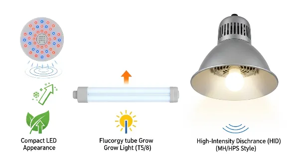 Comparaison des lampes horticoles LED, fluorescentes et HID pour plantes
