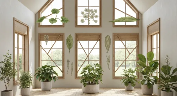Plantes d'intérieur s'épanouissant devant des fenêtres bien orientées, avec une lumière naturelle douce