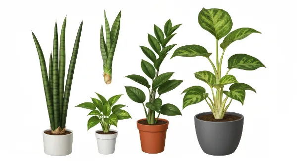 Assortiment de plantes d'intérieur résistantes à la faible luminosité